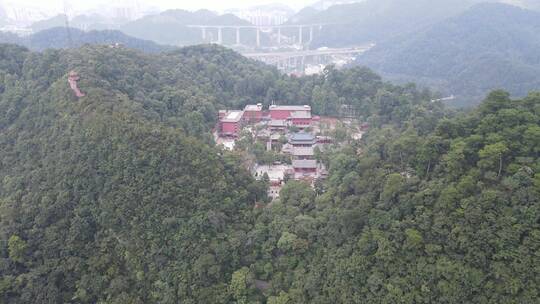 4K航拍贵州贵阳黔灵山4A景区弘福寺