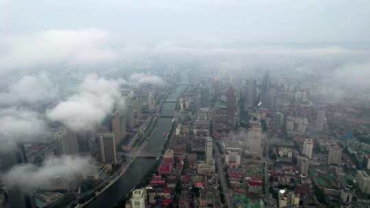 天津海河风景城市云海风光