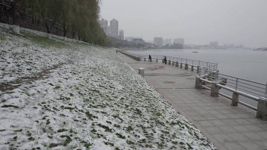 石鼓书院江景雪景航拍