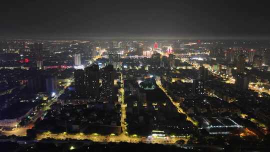 四川德阳城市大景夜景灯光航拍