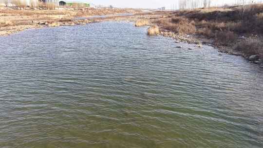 航拍 航拍河流 河流 冬季 冬季河流