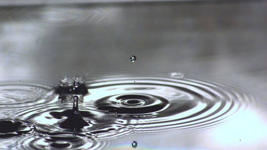 水滴落在水面上溅起涟漪慢镜头视频素材模板下载