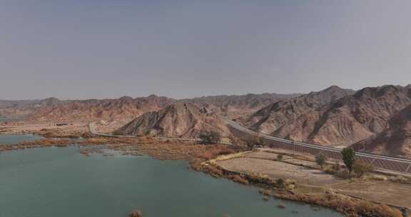 赤金峡水库湿地胡杨航拍