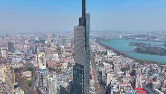 南京市鼓楼区绿地中心紫峰大厦航拍高楼大厦视频素材模板下载