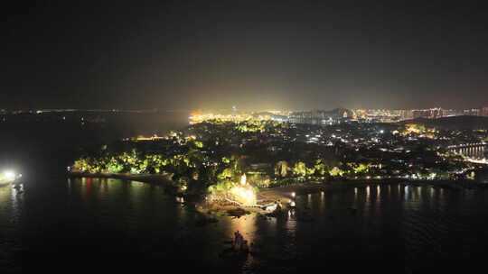 福建厦门鼓浪屿夜景航拍