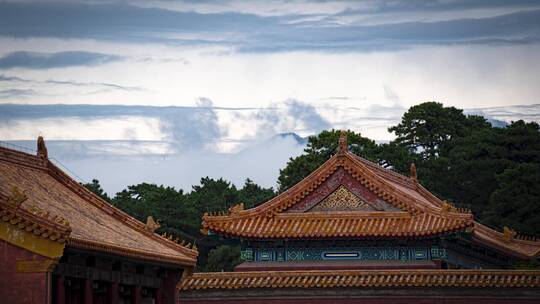 清代建筑 古代建筑 屋檐 山云雾延时