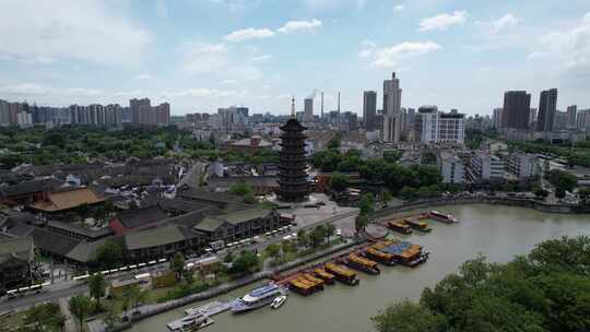 江苏淮安里运河长廊航拍视频素材模板下载