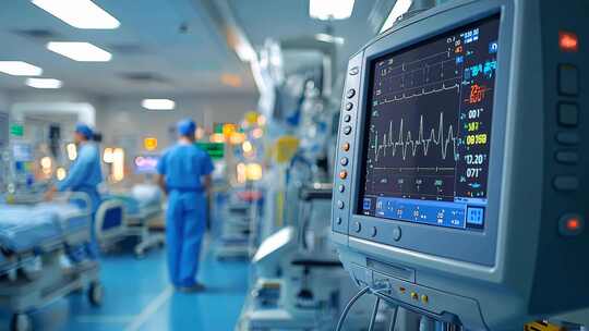 手术室生命监测 医护人员监测仪器心电图表