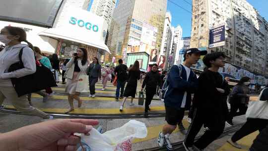 香港街头摄影师第一视角视频素材模板下载