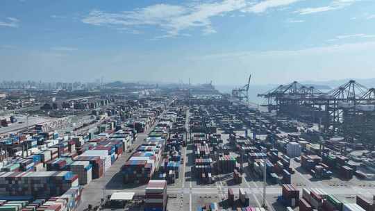 厦门港口航拍远海码头集装箱国际贸易码头