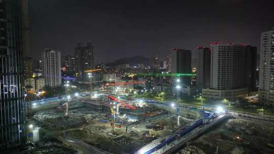 三亚湾胜利路夜景航拍