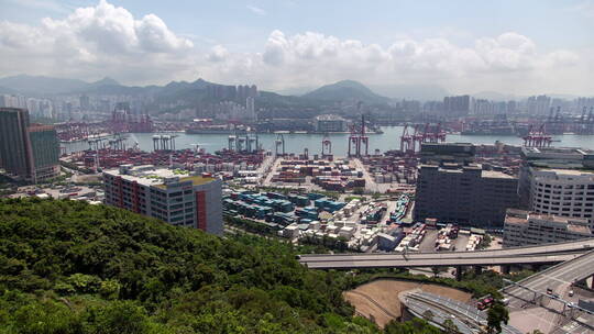 香港货柜港延时拍摄景观
