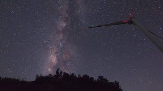 原创罗定风车山星空银河延时摄影4K