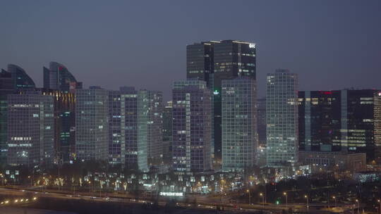 北京国贸夜景车流 都市夜景