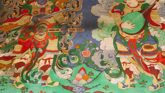 藏传佛教寺院壁画视频素材模板下载