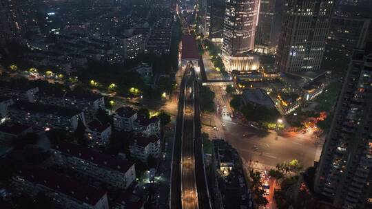 上海浦西夜景航拍视频素材模板下载
