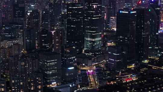 上海陆家嘴浦江外滩夜景航拍