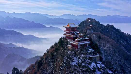 西安南五台景区冬雪雪景