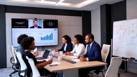 商务人士会议室视频会议场景