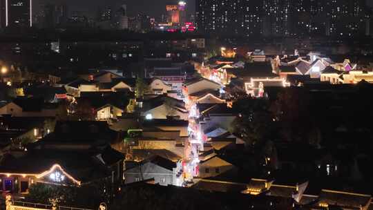 安徽芜湖古城夜景灯光航拍