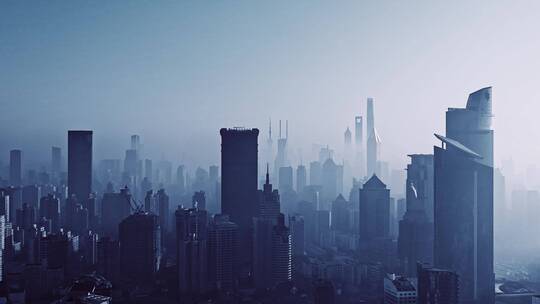 上海静安区平流雾航拍