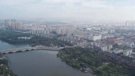 航拍泰州凤城河畔建筑景观 4k