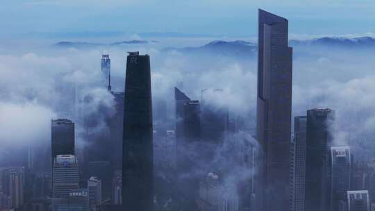 广州珠江新城平流雾云海航拍
