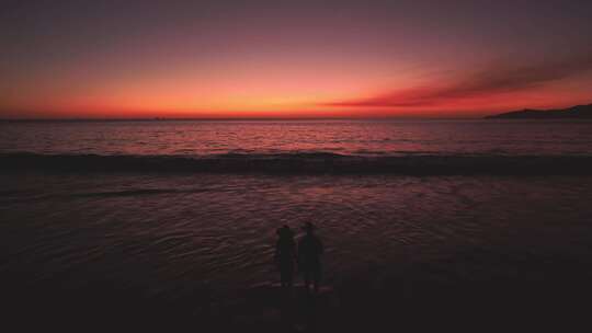 海浪沙滩落日夕阳海滩视频素材模板下载