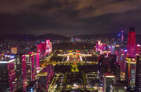 深圳夜景航拍延时摄影 城市建筑