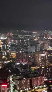 竖屏航拍福建莆田城市大景夜景灯光