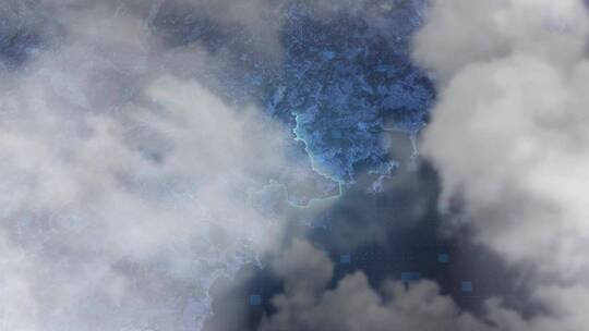 潮州市地图-云雾俯冲勾勒轮廓