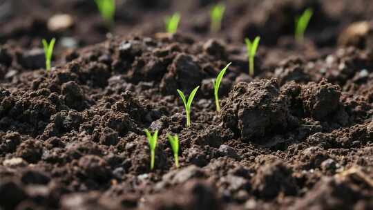 土壤中幼苗生长画面