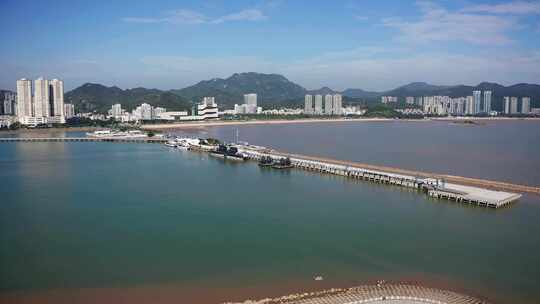 珠海香洲港客运站航拍视频素材模板下载