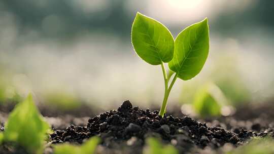 种子发芽大自然小草生命力植物幼苗绿色环保