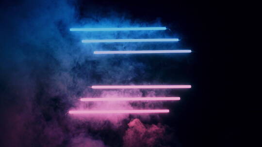 彩色霓虹灯灯棍和烟雾