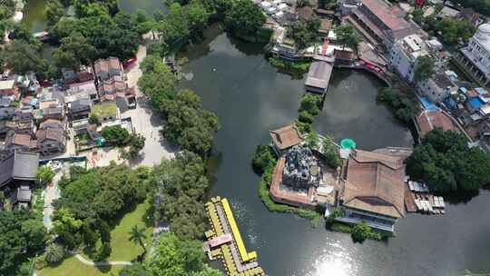 广州新荔湾湖公园航拍素材