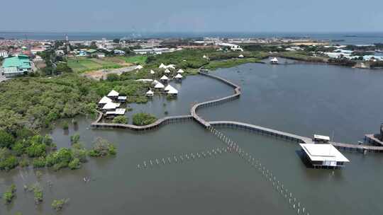 原创 印尼爪哇岛庞越城市海滨航拍风景