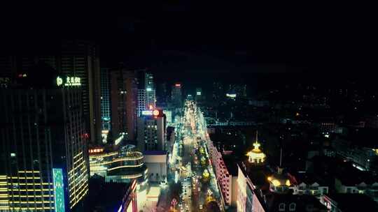 合集贵州凯里北京西路城市夜景灯光交通航拍视频素材模板下载