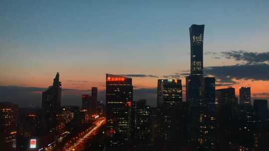 北京cad中国尊日落夕阳晚霞夜景