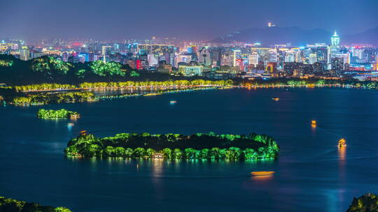 杭州西湖三潭映月夜景延时