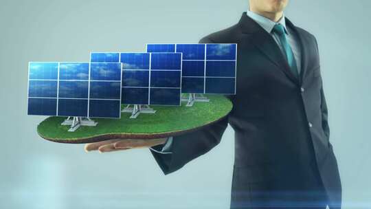 商人，绿色能源，太阳能电池板