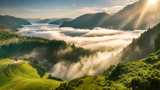 山间云海日出全景