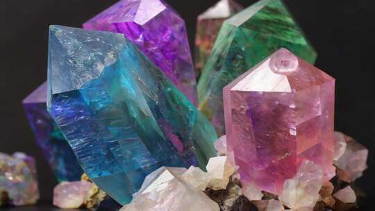 多彩水晶微距特写素材