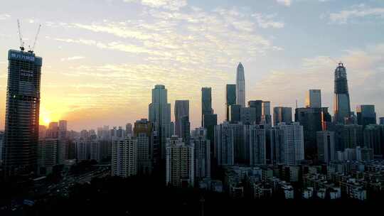 城市建筑都市日出日落朝阳晚霞夕阳黄昏