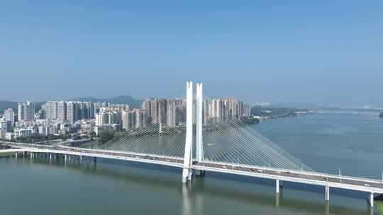 惠州合生大桥航拍东江城市道路交通建筑风光