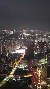 竖屏航拍福建莆田城市大景夜景灯光