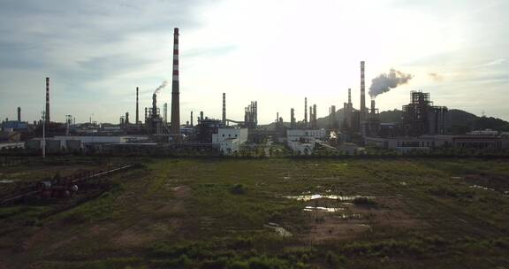 炼油厂  航拍 环境污染 工业