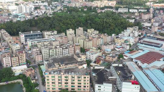 航拍深圳龙华区观澜城市建筑景观