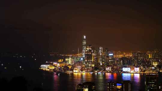 香港岛维多利亚港夜景延时风景城市建筑风光