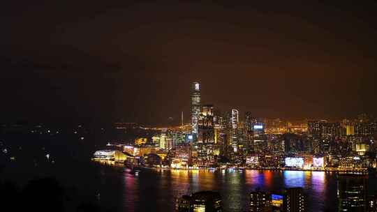 香港岛维多利亚港夜景延时风景城市建筑风光视频素材模板下载